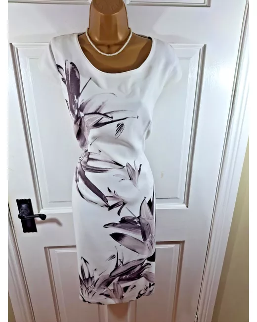 slim fit dress slacks Jacques Vert Grey Floral and Beaded Dress Size 10  Follow The Clothes