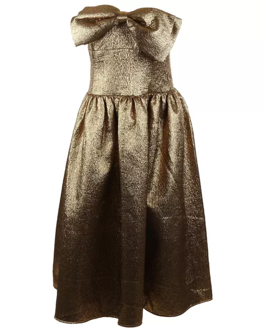 slim fit dress slacks Self Portrait Ribbed Knit Midi Dress - Yellow main image 0