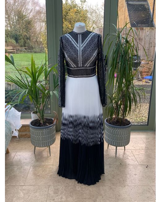 floor length black lace dress with sleeves Black Silk Short Sleeve Gown With Black Lace Details – Rodarte main image 1