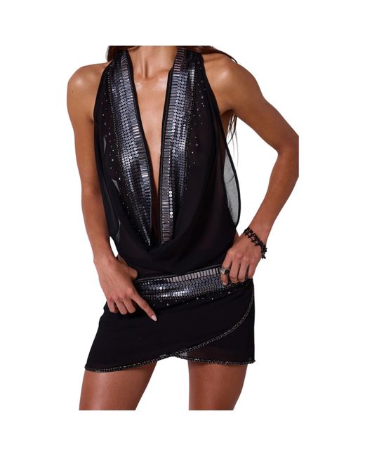 tribeca backless mini dress jaded london Sexy V-Neck Backless Short Cocktail Dress 6759S Black / XSmall