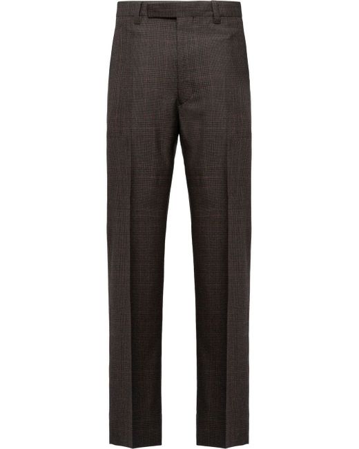 Straight-Leg Prince Of Wales Checked Wool Suit Trousers