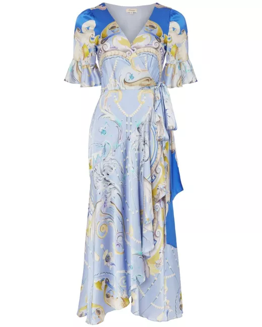 aje blue and white floral dress Behold Maxi Dress-BOLDLY BLOOMING COBALT / 6