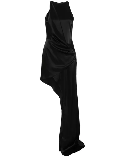 David Koma draped asymmetric maxi dress Preto | Stylemi