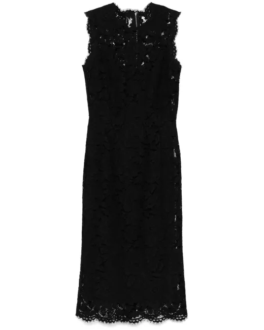 Dolce & Gabbana DNA floral-lace midi dress in Black | Stylemi