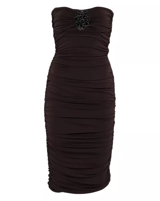Staud Brooke embellished strapless midi dress in Black | Stylemi