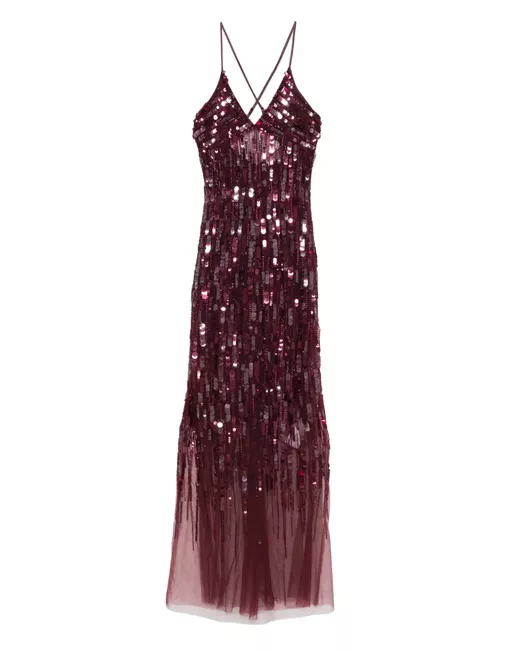 Elisabetta Franchi sequin-embellished maxi dress in Red | Stylemi