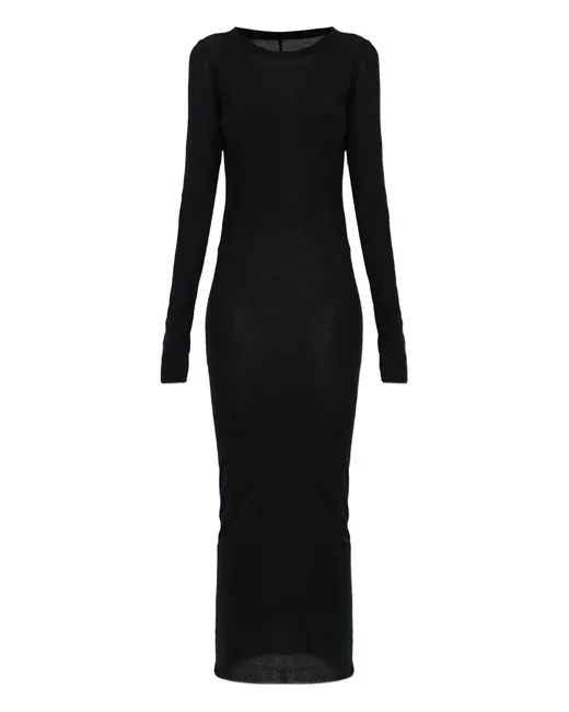knee length dresses for ladies Rick Owens // SS18 Black Boat Neck Midi Dress  VSP Consignment