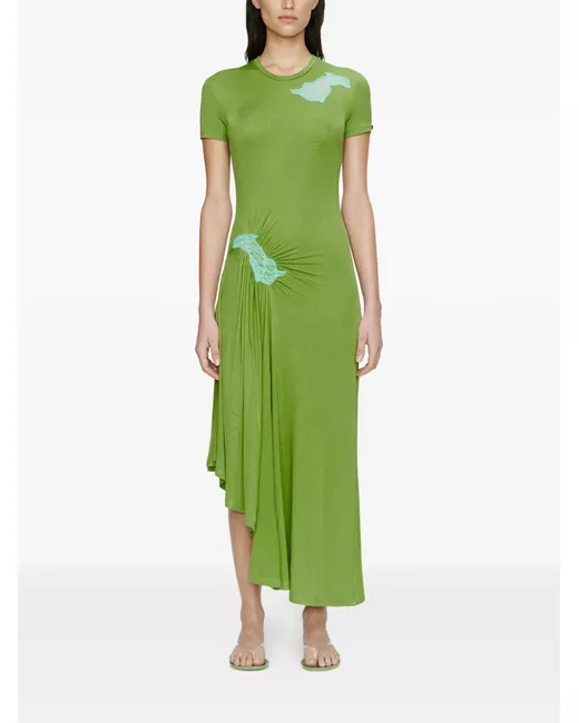 Christopher Esber Delphin lace rib midi dress in Yellow | Stylemi