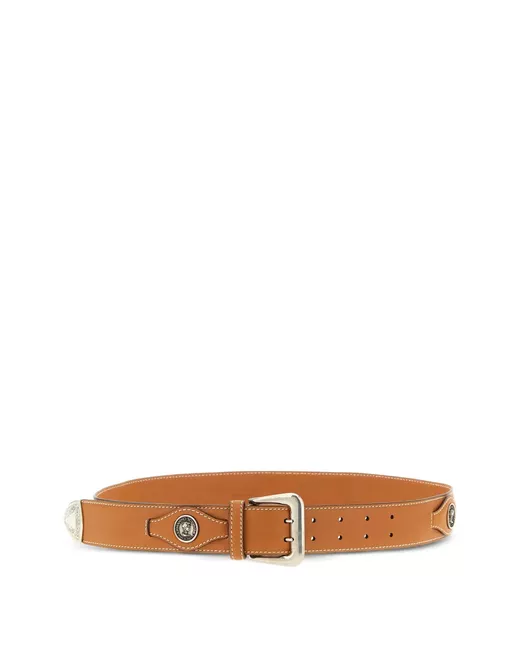 Ermanno Scervino Canvas Embellished Metal Buckle Belt Women Beige Belts Ermanno Scervino Beige Brown Leather Canvas Metal Buckle  main image 2