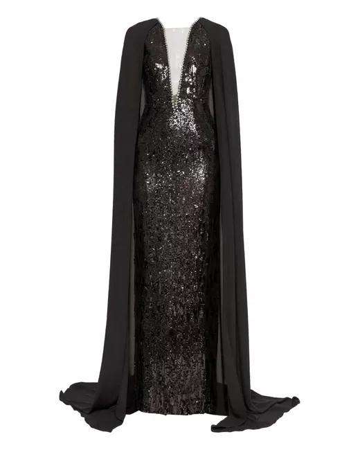 Nissa sequined cape maxi dress in Black | Stylemi