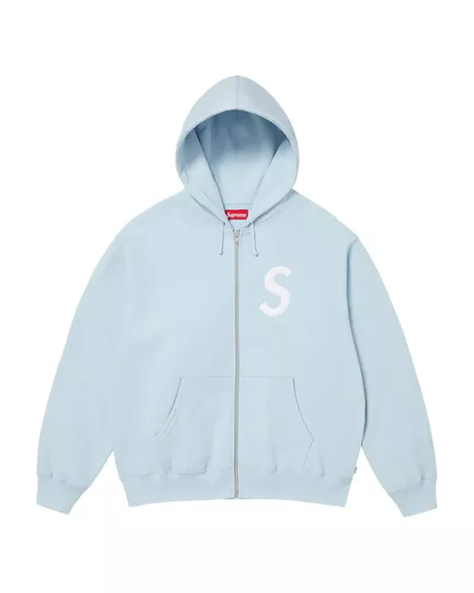 Supreme S logo zip-up hoodie in Blue | Stylemi