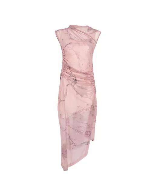 asymmetric hem ruched midi dress Twisted jersey dress– Róhe