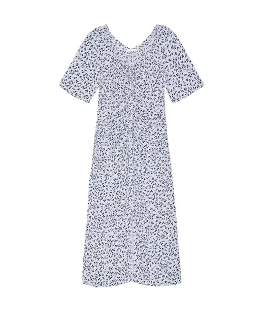 Ganni Heather V-neck midi dress in Purple | Stylemi