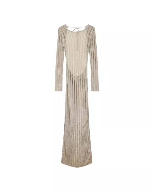 pink knit dress midi Mauve Textured Knit Shoulder Tie Midi Dress main image 1