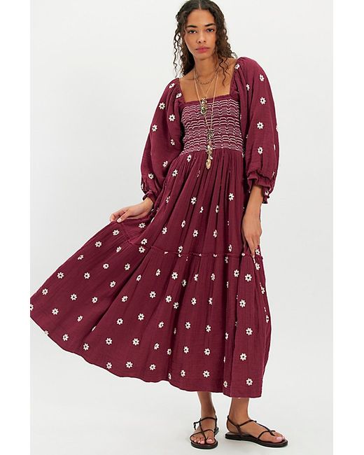 sachin and babi light blue dress Yellow Free People Dress Free People Floral Embroidered Puff Sleeve Maxi  Dress In Yellow ASOS main image 0