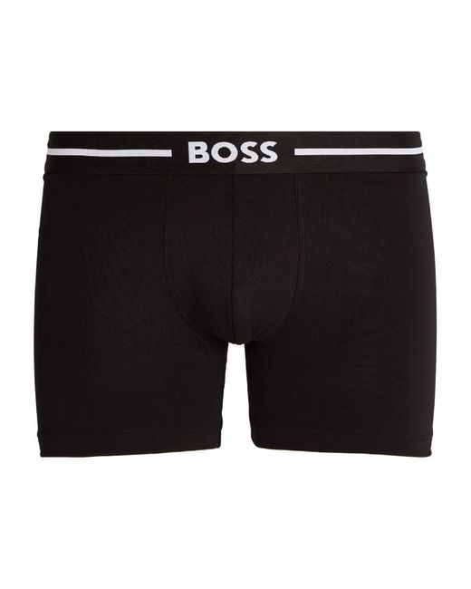 Black Pack of three logo-waistband boxer briefs