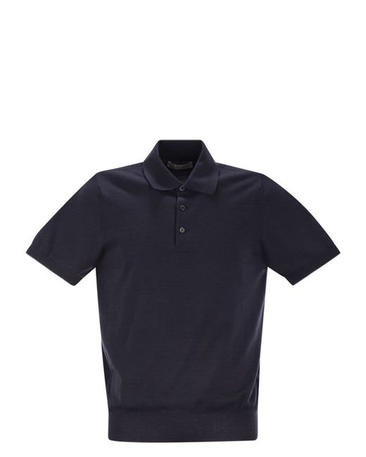 Brunello Cucinelli Lightweight Knit Polo Shirt in Black | Stylemi