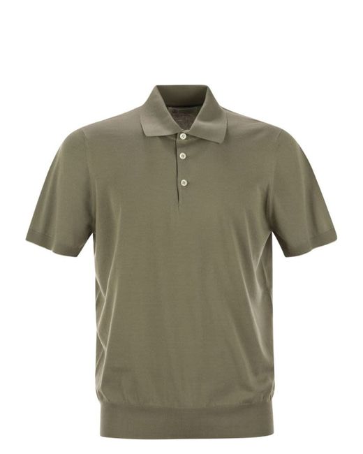 Brunello Cucinelli Lightweight Knit Polo Shirt in Black | Stylemi