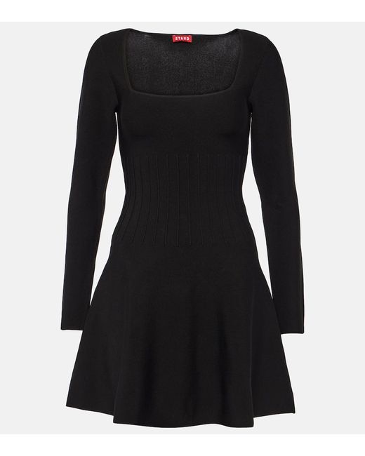 STAUD Hawthorne Taffetatrimmed Stretchponte Mini Dress - Women - Black Dresses - S