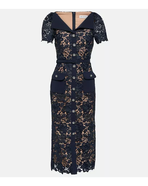chinese dress ladies Self-Portrait - White Flower Lace Midi Dress