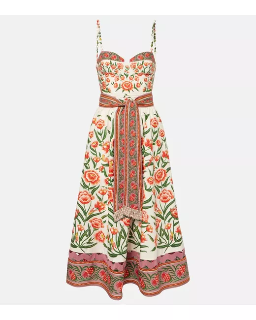 knee length dresses for ladies Farm Rio Sand Francesca Midi Dress, Francesca Sand / XL