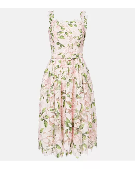 Oscar de la Renta Floral guipure cocktail dress in Pink