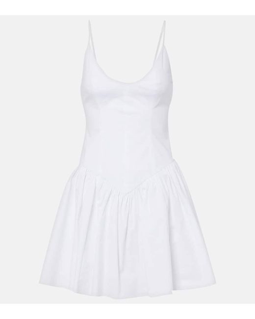 Staud Phare ruched cotton poplin minidress in White | Stylemi