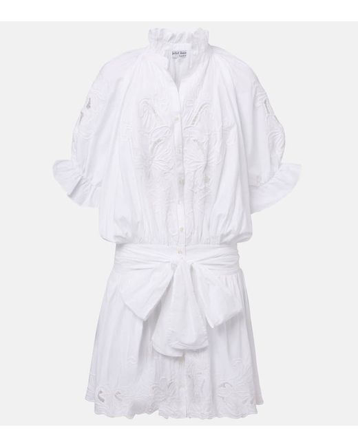 sachin and babi light blue dress Miu Miu Embroidered Poplin Mini Dress in Blue main image 1