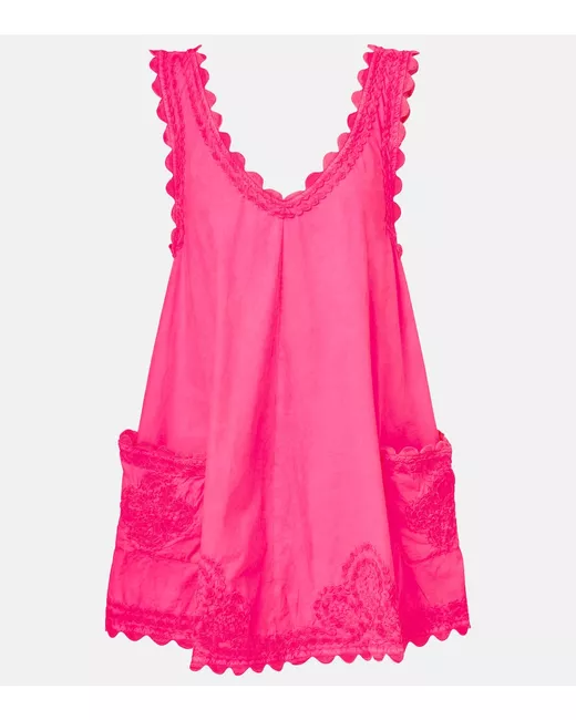 Juliet Dunn Embroidered cotton poplin minidress in Pink | Stylemi