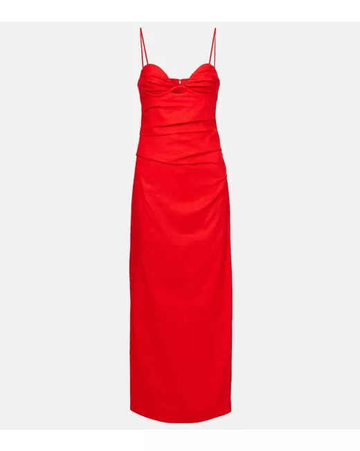 knee length dresses for ladies Tabitha Mesh Ruched Midi Dress – SEROYA main image 1