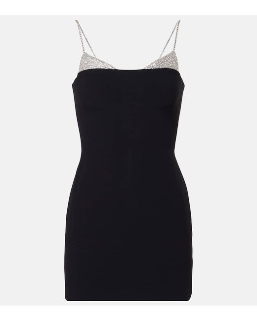 David Koma Crystal-embellished cady minidress in Black | Stylemi