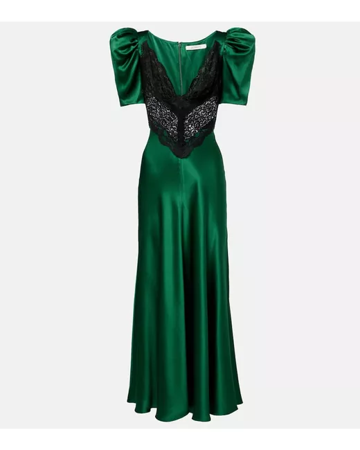 Rodarte Lace-trimmed silk cocktail dress in Green | Stylemi