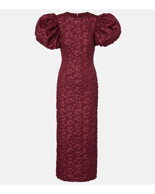 rotate bridal silk satin jacquard midi dress Bridal Silk Satin Jacquard Midi Dress In White