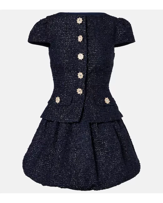 Self-Portrait Boucle minidress in Blue | Stylemi