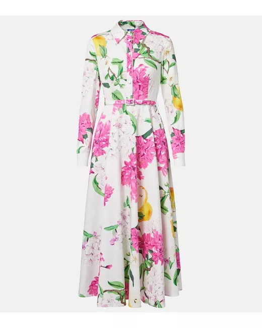 Leo Lin Zara belted printed cotton midi dress in Multicolor | Stylemi