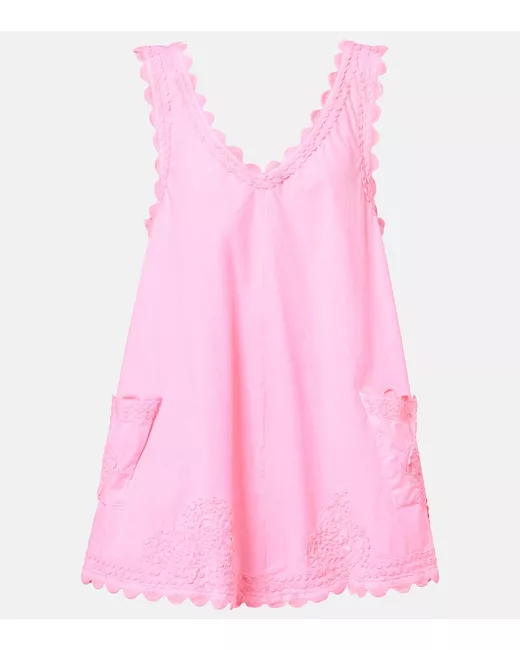 Juliet Dunn Embroidered cotton poplin minidress in Pink | Stylemi