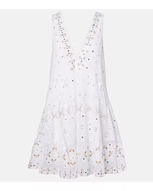 Juliet Dunn Embroidered cotton minidress in White | Stylemi
