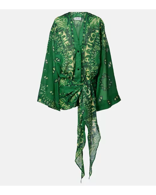 Attico Bandana cotton muslin minidress in Green | Stylemi