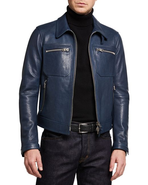 Tom Ford Worked Lamb Leather Blouson Jacket | Stylemi
