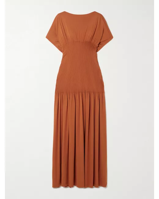 Totme Pleated jersey maxi dress in Orange | Stylemi