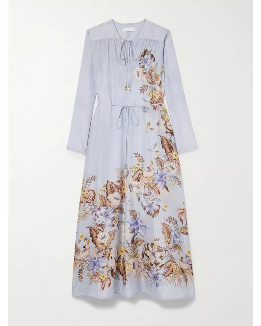 Zimmermann Coco embroidered denim maxi dress in Blue | Stylemi