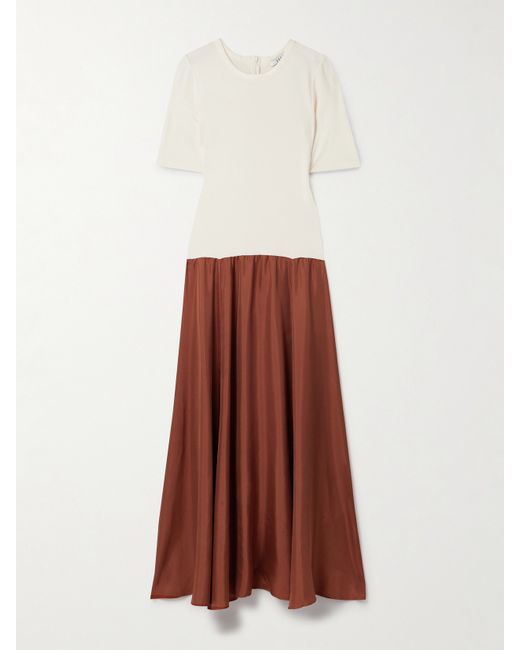 Esse Studios Illi V Jersey And Silk-satin Maxi Dress in Red | Stylemi
