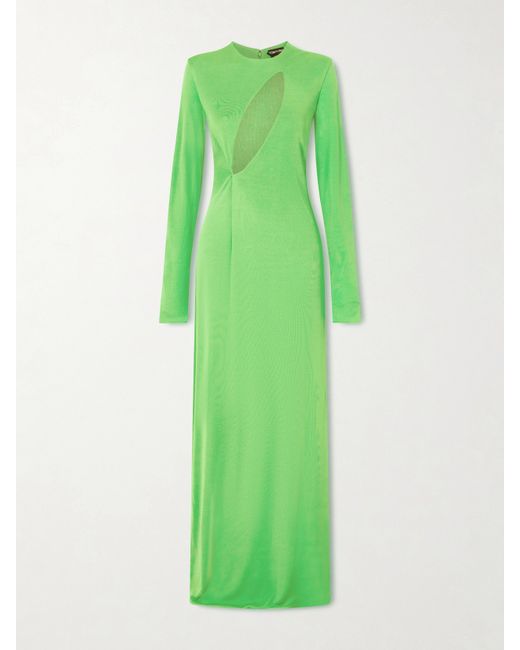 Tom Ford Cutout Crepe-jersey Gown in Green | Stylemi