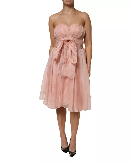 Dolce & Gabbana Majolica silk chiffon midi dress in Pink | Stylemi