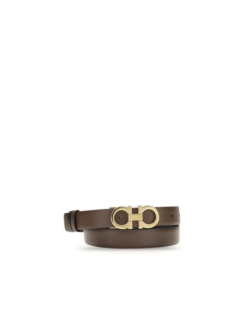 Ferragamo Calf Leather Bos Taurus Regular Belt Women Brown Belts Gancini reversible leather belt in brown - Ferragamo | Mytheresa main image 3