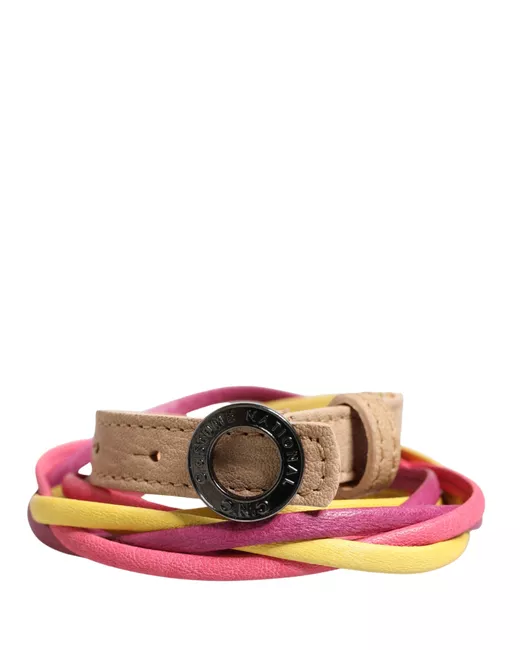 Costume National Multicolor Twisted Leather Circle Buckle Women\'s Belt Costume National Multicolor Twisted Leather Circle Buckle  main image 4