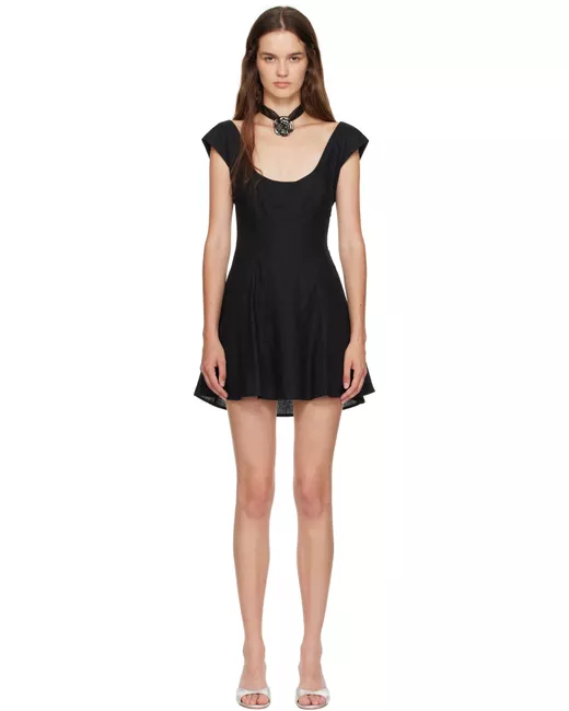 mini dress with fringe Women's Edgy Excellence Faux Leather Fringe Dress in Black