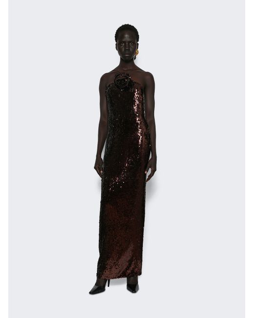 Magda Butrym Sequined turtleneck sheer maxi dress in Beige | Stylemi