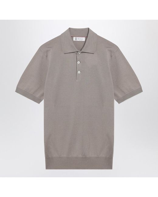 Brunello Cucinelli Lightweight Knit Polo Shirt in Black | Stylemi
